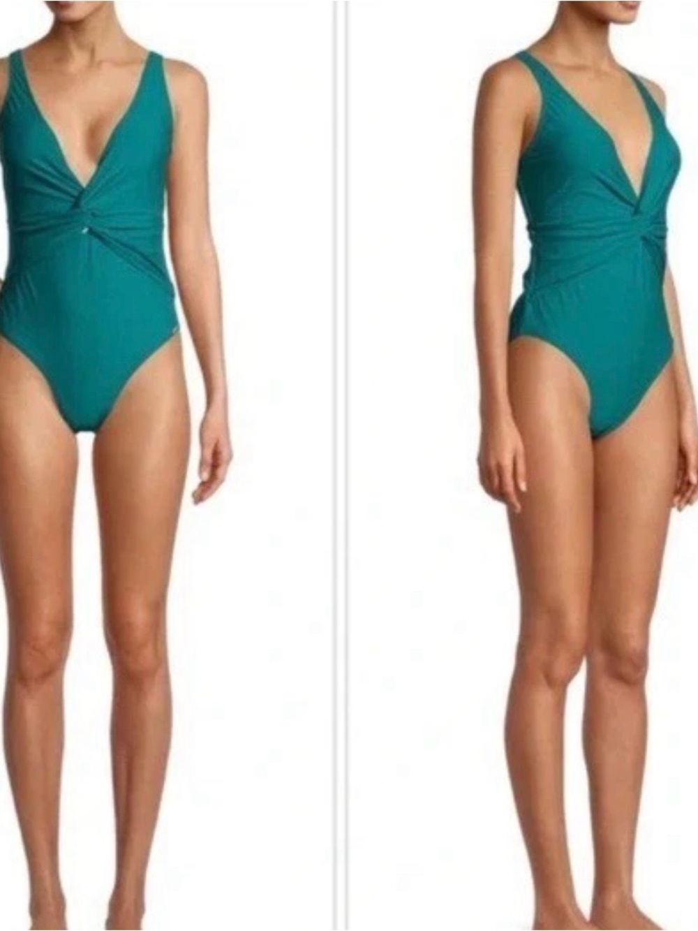 Nicole Miller Swimsuit One Piece Women’s M Teal Twist Padded Lined MSRP $120